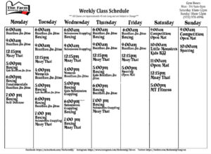 The Farm BJJ Schedule